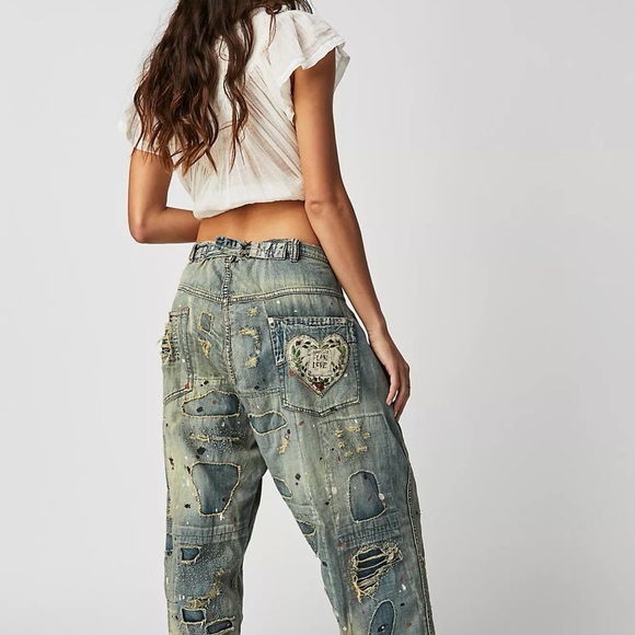 RARE Magnolia Pearl Patchwork Boyfriend Jeans - Picture 4 of 17